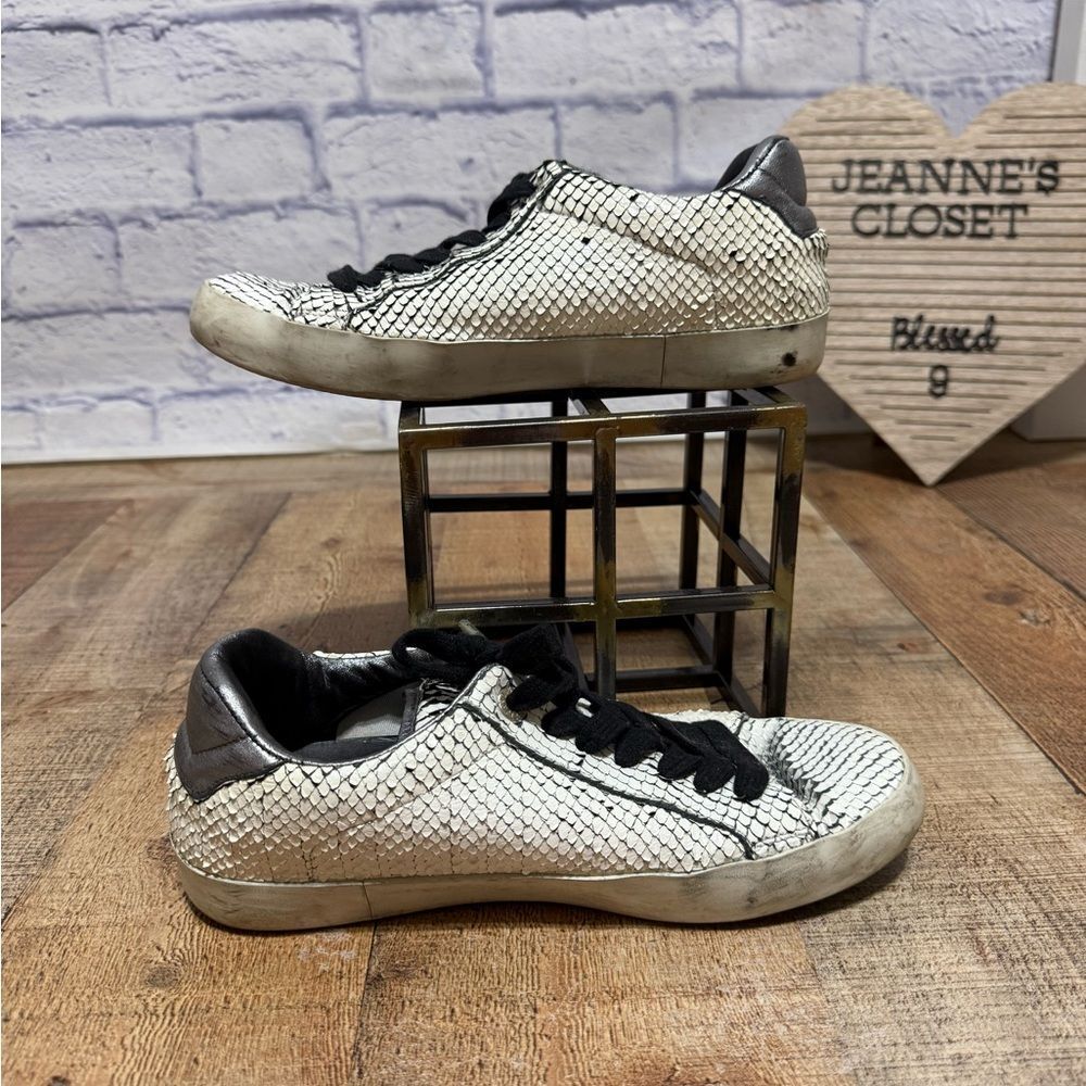 Zadig & Voltaire White Leather Snakeskin Sneakers shoes EU 38 US 7 WOMENS - Picture 2 of 16